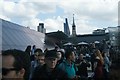 View of Tower 42, the Heron Tower and St. Mary-le-Bow Church from the roof of One New Change shopping centre