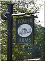TQ5793 : Tower Arms Public House sign by Geographer