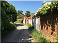 SP3165 : Garages and back gates, private road to the rear of Avenue and York Roads, Leamington by Robin Stott