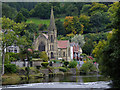 SJ2142 : River and church in Llangollen, Denbighshire by Roger  D Kidd