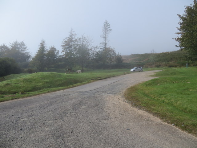 Forestry Commission picnic area at Ballochgair on a misty day