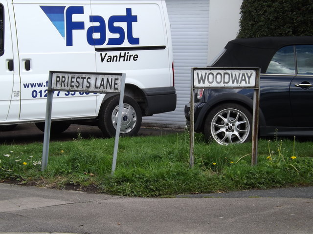 Priests Lane & Woodway signs