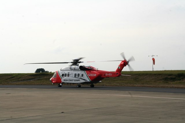 Irish Coast Guard helicopter taxying at Waterford Airport