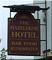 Sign for the Hazeldene Hotel, Gretna Green