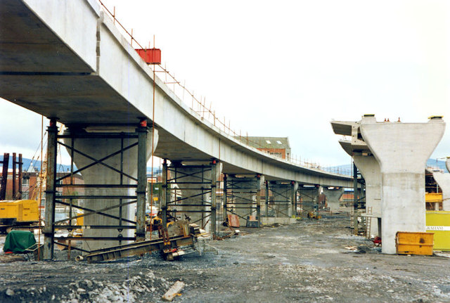 Weir and cross-harbour bridges, Belfast -  October 1993(2)