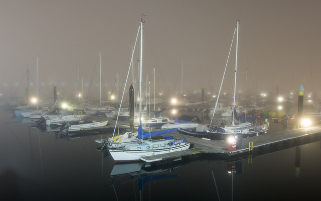 Bangor Marina at night