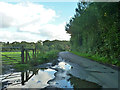 Puddle at field entrance