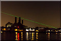 River Thames with Laser Meridian Line, Greenwich, at Night