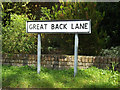 Great Back Lane sign