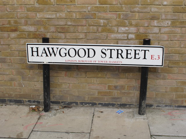 Sign for Hawgood Street E3, London Borough of Tower Hamlets 
