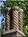 SO7192 : Chimney stacks on Ebenezer Row in Bridgnorth, Shropshire by Roger  D Kidd
