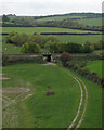 SO4381 : Stokesay: the railway and the Shropshire Way by John Sutton