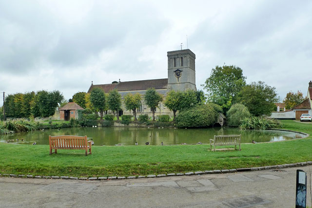 Village pond and church, Haddenham