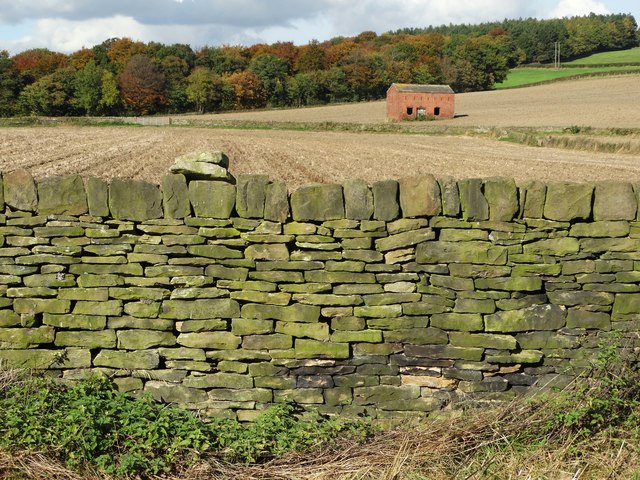 Old stone wall and barn south of Abraham Spring Woods