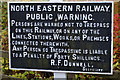 NY7146 : Trespass Notice at Alston Train Station by Ian S