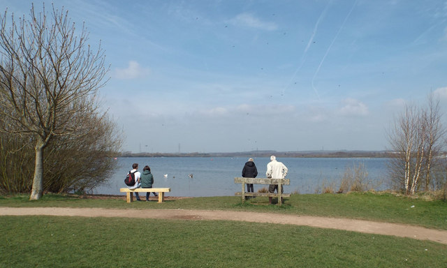 Old and young take in the view of Chasewater, near Brownhills