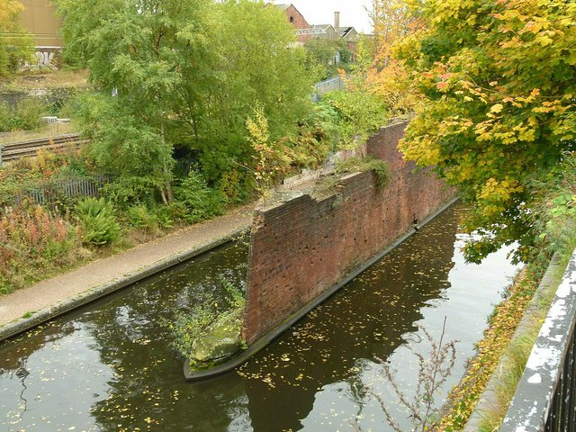 Brick wall in the middle of the canal