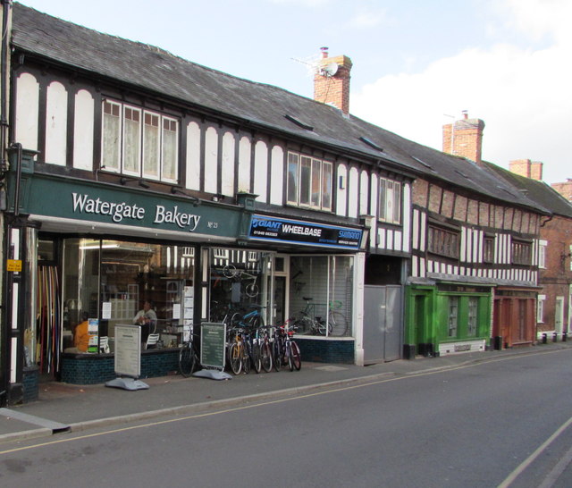 Watergate Bakery and Wheelbase bicycle shop, Whitchurch