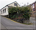 Weedy former electricity substation, Trosnant, Pontypool