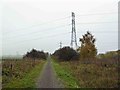 SK8071 : A multitude of power lines cross the cycle track to the former power station at Marnham by Steve  Fareham