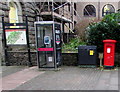 Civic Centre pillar box and phonebox, Pontypool