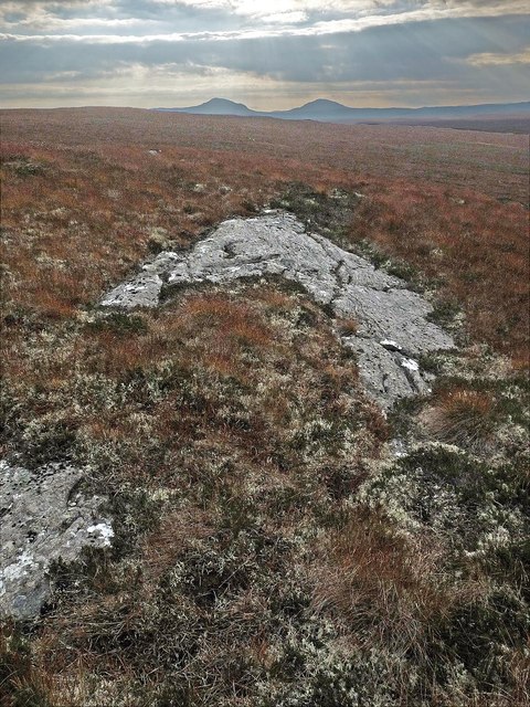 Rock slab on moorland near Lochan nan Clach Geala, Sutherland