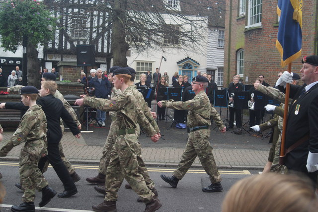 View of cadets marching in the Remembrance Sunday Service in Billericay High Street #2