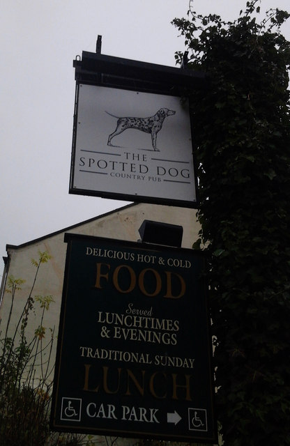 Sign for the Spotted Dog, High Coniscliffe
