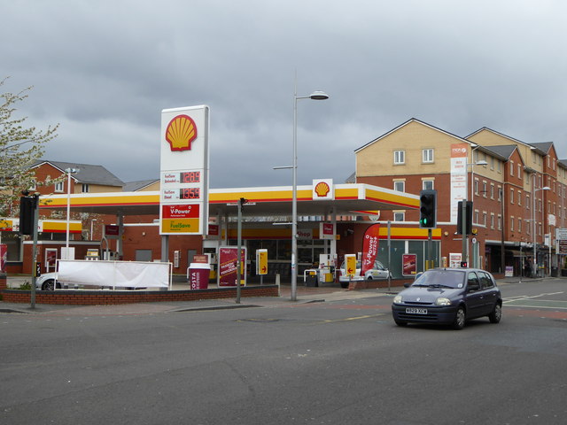 Fuel station on the corner of Wilmslow Road and Great Western Street