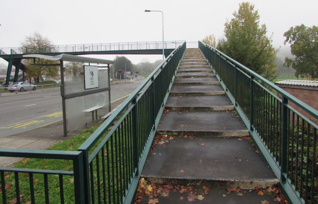 Steps up to a Malpas Road footbridge, Newport