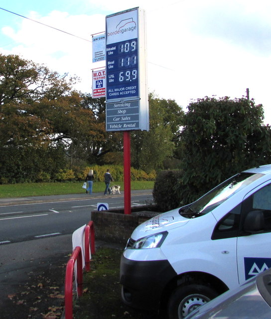 October 28th 2015 fuel prices at Border Garage near Welshpool
