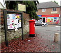 Ludlow Town Council noticeboard and a pillarbox, Ludlow