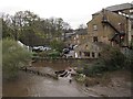 SE2535 : Flooded beer garden at the Kirkstall Bridge Inn by Stephen Craven