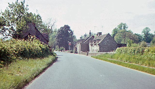 Westward on the A417 at Ampney Crucis, 1962