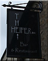 Sign for the Heifer Bar and Restaurant, Scorton