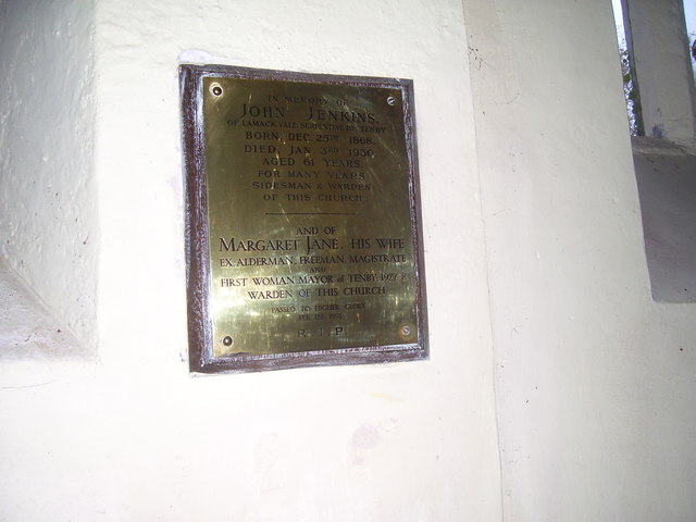St Lawrence Church Gumfreston - plaque