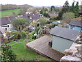 Steep back gardens of houses on The Shallows, Saltford