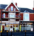 Stow Hill Launderette & Drycleaners scaffolding, Newport