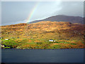 A rainbow viewed across Loch Mhiabhaig