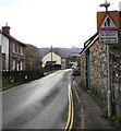 Warning sign - no footway for 250 yards, Hillside Road, Llangattock