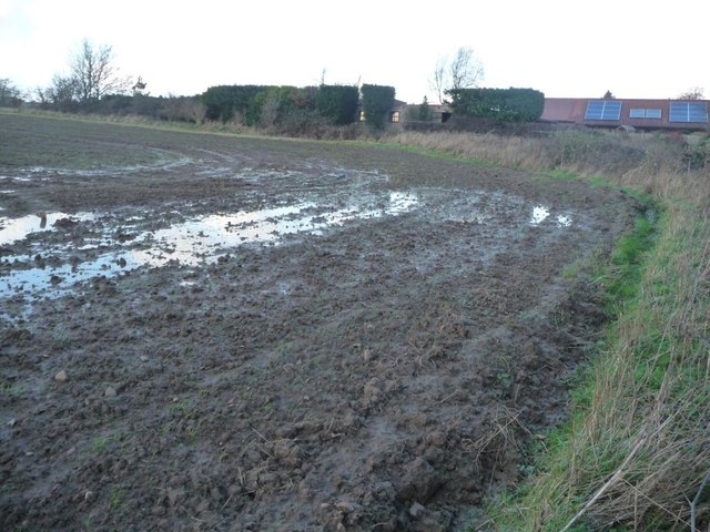 Waterlogged farmland after prolonged and heavy rain