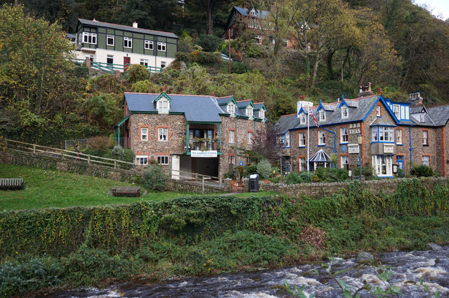 Houses overlooking East Lyn River, Lynmouth