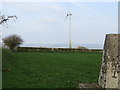 Field, Hedge and Wind Turbine at Cwm Duad Triangulation Pillar