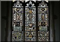 Yaxley; St. Mary the Virgin Church: The east window filled with medieval glass fragments