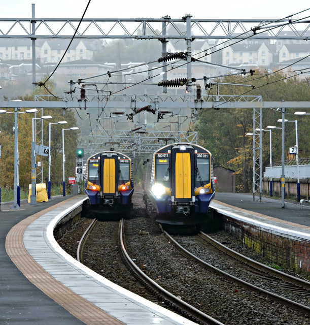 Trains at Greenock Central station