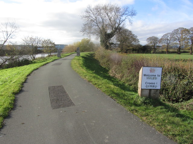 Start of Wales Coast path by R Dee, W of Chester