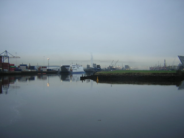 Belfast Harbour: view down the River Lagan