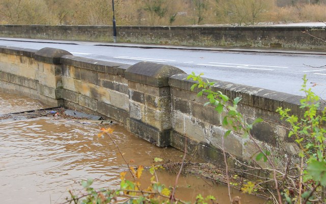Flood Level, River Ure, North Bridge, Ripon, 06/12/15