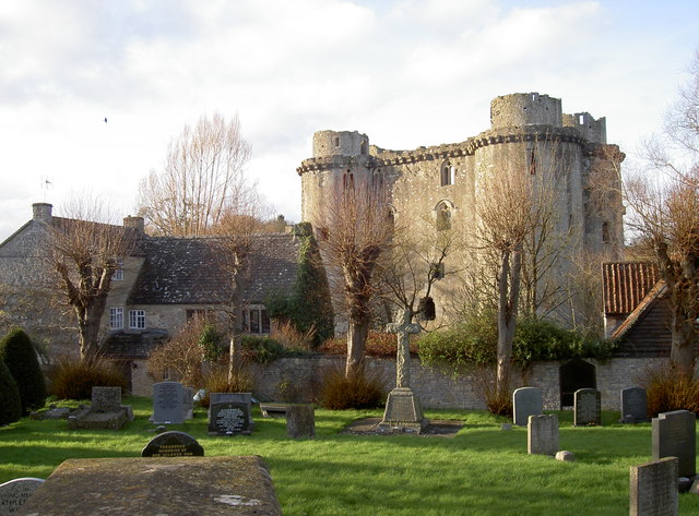 Nunney castle and church yard