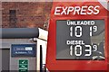 J3373 : Fuel prices sign, Belfast (11 December 2015) by Albert Bridge